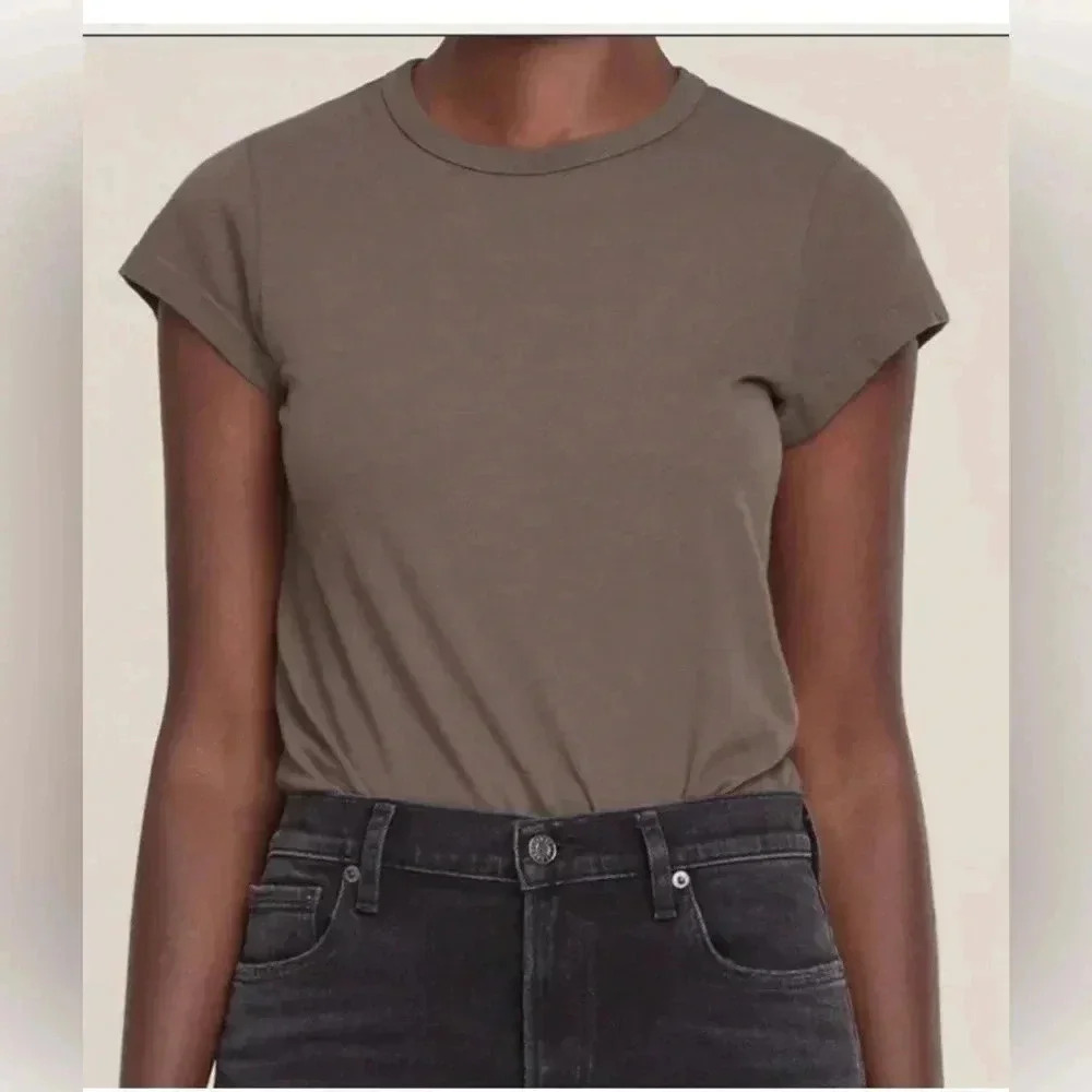 Woman AGOLDE olive Green Kelp Irina Cap Sleeve S/s Bodysuit Top Sz XS EUC